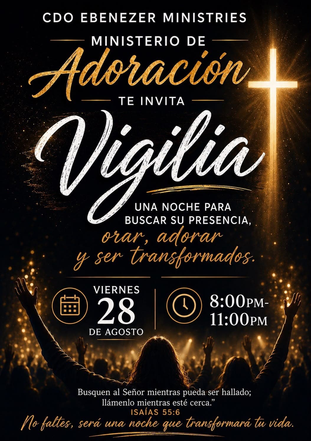 Invitación a la vigilia del Ministerio de Adoración
